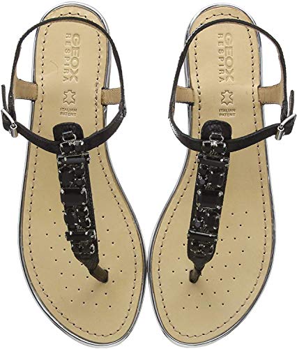 Geox D Sozy Plus E, Sandalias con Punta Abierta para Mujer, Negro (Black C9999), 37 EU