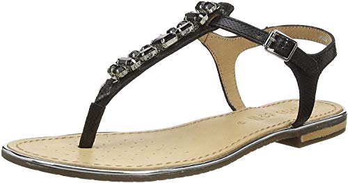 Geox D Sozy Plus E, Sandalias con Punta Abierta para Mujer, Negro (Black C9999), 37 EU