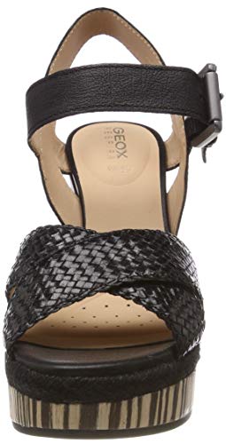 Geox D YULIMAR C, Sandalias con Punta Abierta para Mujer, Black C9999, 39 EU