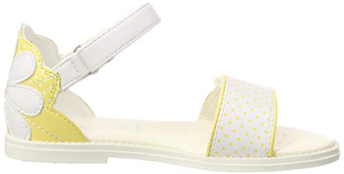 Geox J Sandal Karly Girl, Sandalias con Punta Abierta para Niñas, White/Yellow C0592, 26 EU