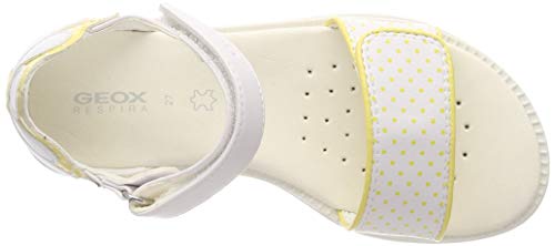 Geox J Sandal Karly Girl, Sandalias con Punta Abierta para Niñas, White/Yellow C0592, 26 EU