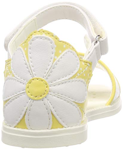 Geox J Sandal Karly Girl, Sandalias con Punta Abierta para Niñas, White/Yellow C0592, 26 EU