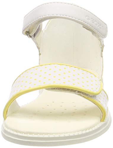 Geox J Sandal Karly Girl, Sandalias con Punta Abierta para Niñas, White/Yellow C0592, 26 EU