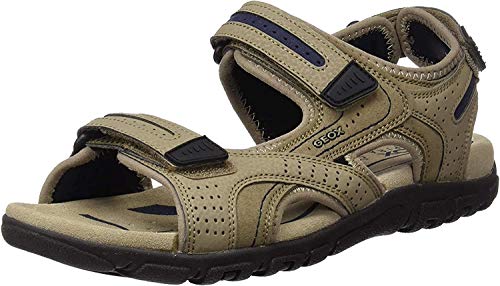 Geox UOMO Sandal Strada D, Sandalia con Pulsera para Hombre, Beige (Sand/Navy), 45 EU