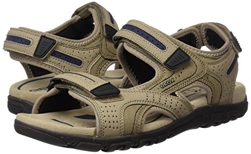 Geox UOMO Sandal Strada D, Sandalia con Pulsera para Hombre, Beige (Sand/Navy), 45 EU