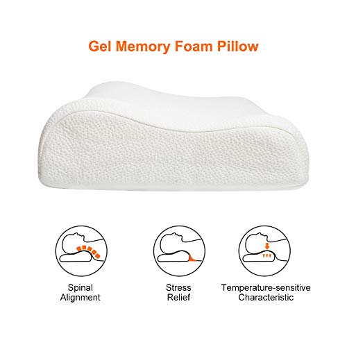 Geweo Almohada Viscoelastica, Almohada Cervical con Altura Ajustable, Almohada Ortopedica Diseño Ergonómico Terapéutico Reduce Dolores Cervicales, Funda de Bambú Extraíble y Lavable(60 * 35cm)