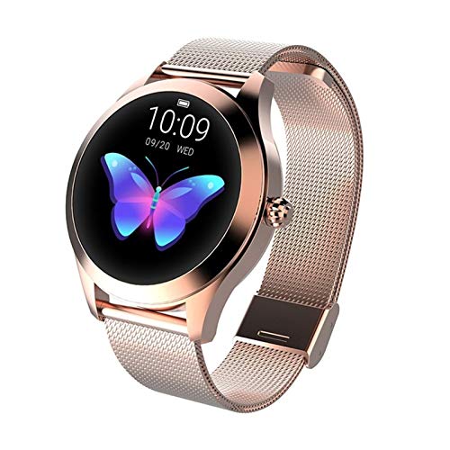 GFFTYX Inteligente Reloj KW10, Ronda Pantalla táctil IP68 a Prueba de Agua for la Mujer SmartWatch, rastreador de Ejercicios con el Ritmo cardíaco y el sueño podómetro, Pulsera for iOS/Android