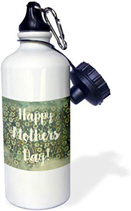 GFGKKGJFD603 Wild Blackberry Studio – Día de la Madre – Happy Mothers Day on Blue Floral Painted Azulejos Blanco Aluminio Deportes Botella de Agua con Pajita Novedad Regalos