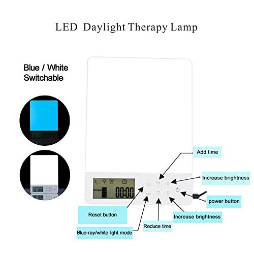 GFYL Lámpara de luz Diurna10000 Lux Espectro Completo, Luz Solar Simulada, con Temporizador y Pantalla, Color Doble Azul y Blanco, Brillo Ajustable, contra depresión Invierno