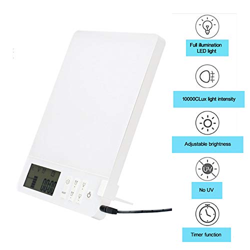 GFYL Lámpara de luz Diurna10000 Lux Espectro Completo, Luz Solar Simulada, con Temporizador y Pantalla, Color Doble Azul y Blanco, Brillo Ajustable, contra depresión Invierno