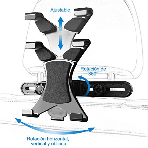 GHB Soporte para Tablet con Adaptador para Reposacabezas de Coche - Compatible con iPad, Samsung Galaxy y otras Tabletas de 7-10 Pulgadas