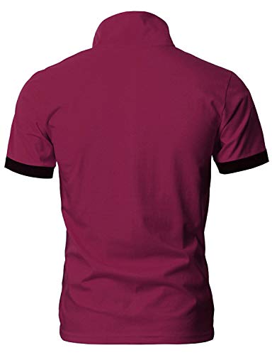 GHYUGR Polos Manga Corta Hombre Bordado de Ciervo Camisas Slim Fit Camiseta Deporte Golf Poloshirt Verano Primavera T-Shirt Oficina,Rojo Vino,M