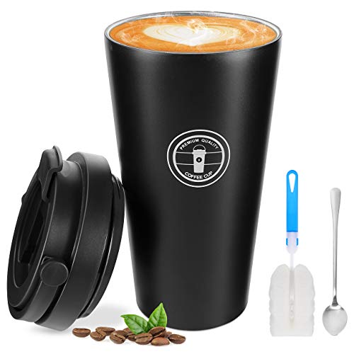 Gifort Tazas de café de Acero Inoxidable Termo de Café Matraz de Acero Inoxidable Aislado Diseño a Prueba de Fugas para Bebidas Frías y Calientes Bebidas