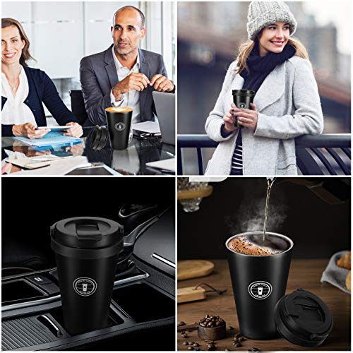 Gifort Tazas de café de Acero Inoxidable Termo de Café Matraz de Acero Inoxidable Aislado Diseño a Prueba de Fugas para Bebidas Frías y Calientes Bebidas