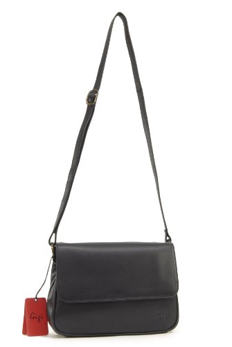 Gigi - OTH1008 - Bolso bandolera con solapa - Cuero - Negro