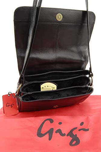 Gigi - OTH1008 - Bolso bandolera con solapa - Cuero - Negro