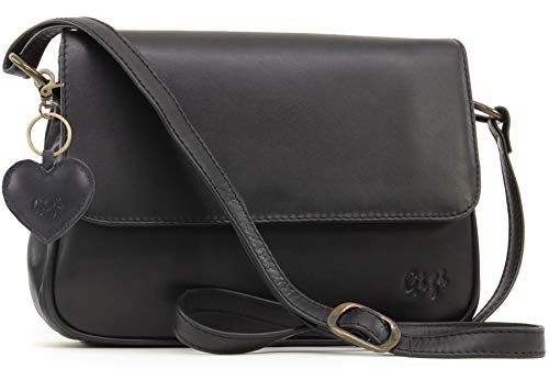 Gigi - OTH1008 - Bolso bandolera con solapa - Cuero - Negro