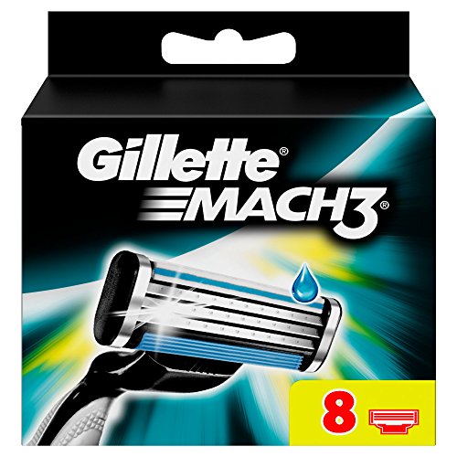 Gillette Mach3 - Pack de recambios de hojas de afeitar para hombre, 8 unidades