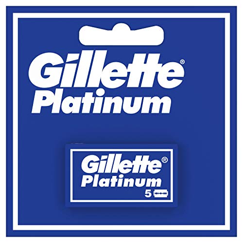 Gillette Platinum Hojas de Afeitar de Doble Filo para Hombre, 5 Recambios
