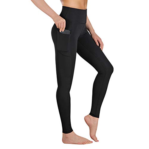 Gimdumasa Pantalón Deportivo de Mujer Cintura Alta Leggings Mallas para Running Training Fitness Estiramiento Yoga y Pilates GI188 (Negro, M)