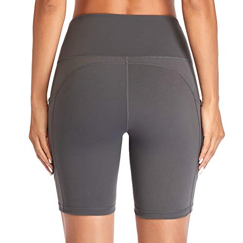 Gimdumasa Pantalones Cortos Deporte Mujer Cintura Alta Shorts Leggins Pantalones Cortos de Yoga para Correr Gym Fitness Mallas Deportivos con Bolsillos Laterales GI371