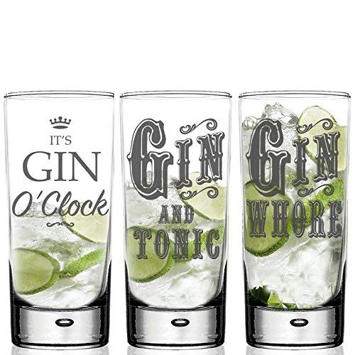 Gin & Tonic Hi Ball G&T Glass. Un regalo divertido para cualquier amante del gin tonic, el vaso de cóctel alto High Ball