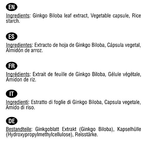 Ginkgo Biloba 6000 mg | 210 cápsulas veganas para 7 meses | 100% Natural con 24% Flavonoides y 6% Terpenos | Potente antioxidante que mejora la memoria, la concentración y la circulación sanguínea