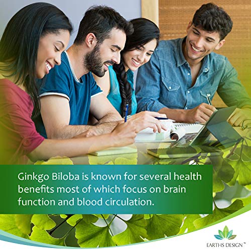 Ginkgo Biloba 6000mg - Extracto de la Hoja del Ginkgo - Para Hombres y Mujeres - Apto Vegetarianos - 120 Pastillas (Suministro Para 4 Meses) de Earths Design