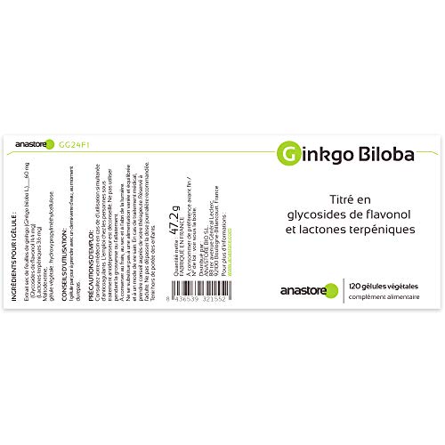 GINKGO BILOBA * OFERTA 3+1 GRATIS * 60 mg / 480 Cápsulas * Titulado al 24% min. de glucósidos de flavonol y al 6% min. de lactonas terpénicas * Cerebro, Equilibrio emocional