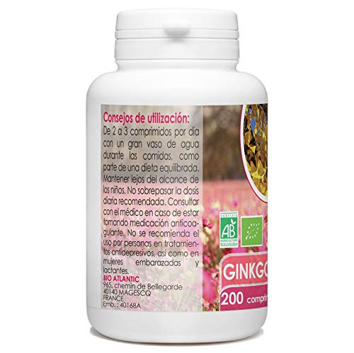 Ginkgo Biloba Orgánico - 200 comprimidos - 300 mg