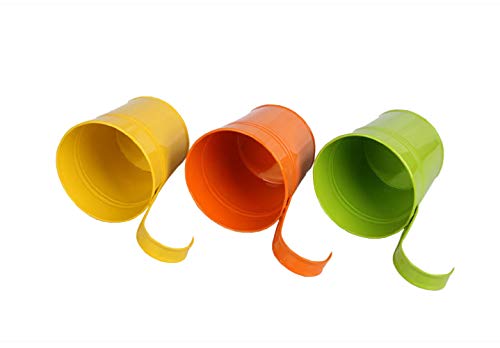 GIOVARA Juego de 10 Jarrones de Flores de Metal Florero para Colgar Canasta sin Orificio de Drenaje, Gancho Desmontable, Balcón Jardín Decoración para el Hogar