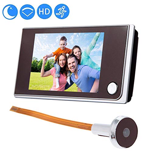 GIYL Video Wireless Timbre de la Puerta, 1080P HD Gran Angular Opinión de la Puerta de la cámara de Seguridad Timbre de la Puerta, con Avisador de Puerta Real-Time 2-Charla de la Manera, marrón