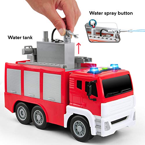 GizmoVine Coche Juguetes Camión de Bomberos,1:12 Camión de Suministro de Agua Educación Temprana Autos Juguete para Muchachas y Niño (850A)
