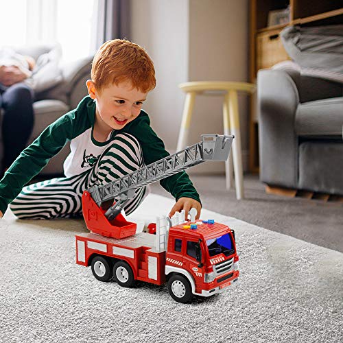 GizmoVine Coche Juguetes para 2 Años 3 Años Niños Chicos, Temprana Educación camion de Bomberos Autos Juguete Regalos para Pequeños Y Niño Navidad Cumpleaños (1PCS Camión de Bomberos)