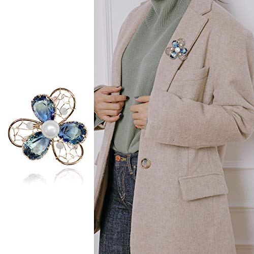 GJongie Broche Broches para Mujer Broches Broche De Flores De Cristal Clásico Salvaje Shaw Hebilla Ramillete Hembra - Azul Cumpleaños Fiesta De Navidad Regalo De Bodas