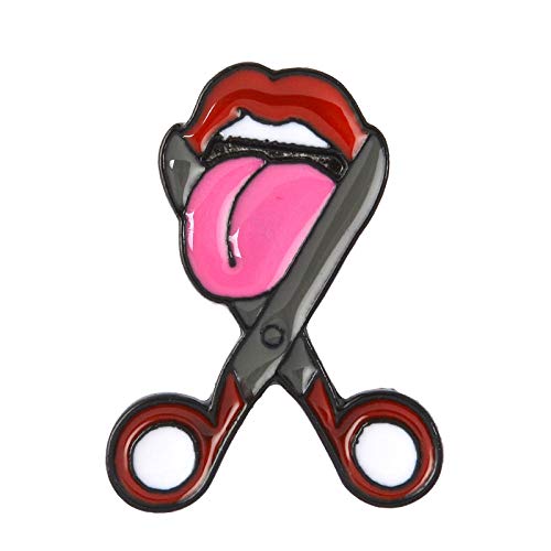 GJongie Broche Broches Pill Eyeliner Lengua Labios Pines De Esmalte Reloj Retorcido Broches De Niña Camisa De Mezclilla Pin De Solapa Bolsa Punk Joyería Fresca Regalo para Amigos-Lengua