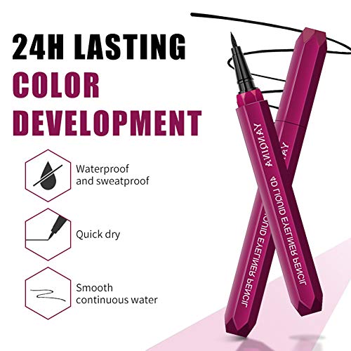 GKJ Professional Makeup Delineador De Ojos Epic Ink Liner, Punta De Pincel, Resistente Al Agua, Fórmula Vegana, Cejas Cosméticos De Maquillaje De Ojos Maquillaje,Negro