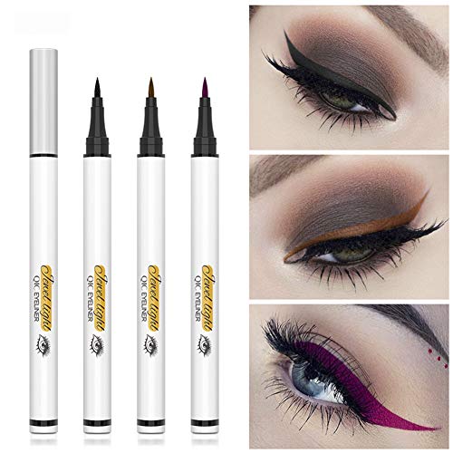 GKJ Professional Makeup Delineador De Ojos Epic Ink Liner, Punta De Pincel, Resistente Al Agua, Fórmula Vegana, Cejas Cosméticos De Maquillaje De Ojos Maquillaje,3 Piezas