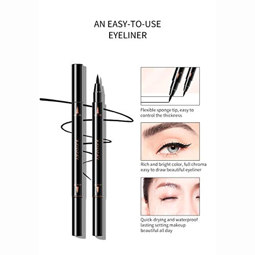 GKJ Professional Makeup Delineador De Ojos Epic Ink Liner, Punta De Pincel, Resistente Al Agua, Fórmula Vegana, Cejas Cosméticos De Maquillaje De Ojos Maquillaje,2 Piezas