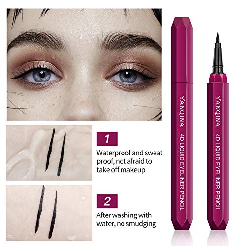 GKJ Professional Makeup Delineador De Ojos Epic Ink Liner, Punta De Pincel, Resistente Al Agua, Fórmula Vegana, Cejas Cosméticos De Maquillaje De Ojos Maquillaje,Negro