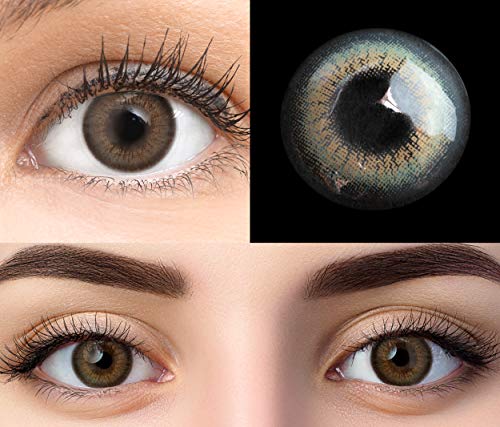 GLAMLENS lentillas de color -gris Bari Grey + contenedor. 1 par (2 piezas) - 90 Días - Sin Graduación - 0.00 dioptrías - blandos - Lentes de contacto grises de hidrogel de silicona s