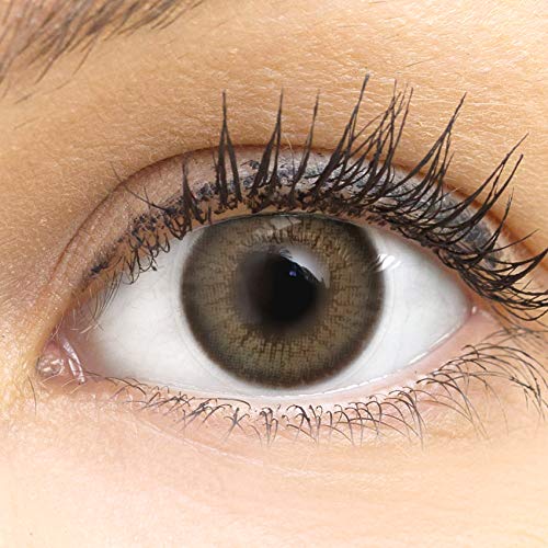 GLAMLENS lentillas de color -gris Bari Grey + contenedor. 1 par (2 piezas) - 90 Días - Sin Graduación - 0.00 dioptrías - blandos - Lentes de contacto grises de hidrogel de silicona s