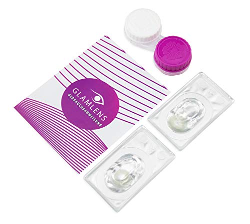 GLAMLENS lentillas de color -gris Jasmine Dark Grey + contenedor. 1 par (2 piezas) - 90 Días - Sin Graduación - 0.00 dioptrías - blandos - Lentes de contacto grises de hidrogel de silicona