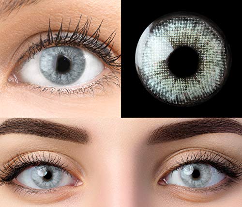 GLAMLENS lentillas de colores azules Keira Blue + contenedor. 1 par (2 piezas) - 90 Días - Sin Graduación - 0.00 dioptrías - blandos - Lentes de contacto azul de hidrogel de silicona