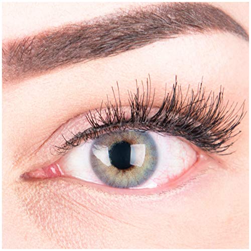 GLAMLENS lentillas de colores azules Rose Blue + contenedor. 1 par (2 piezas) - 90 Días - Sin Graduación - 0.00 dioptrías - blandos - Lentes de contacto azul de hidrogel de silicona