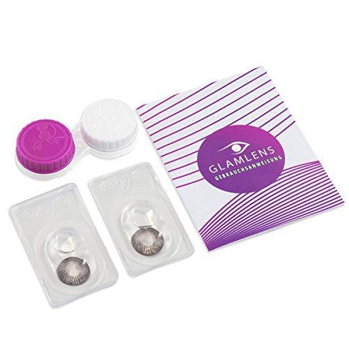GLAMLENS lentillas de colores marrones Choco + contenedor. 1 par (2 piezas) - 90 Días - Sin Graduación - 0.00 dioptrías - blandos - Lentes de contacto marrón de hidrogel de silicona