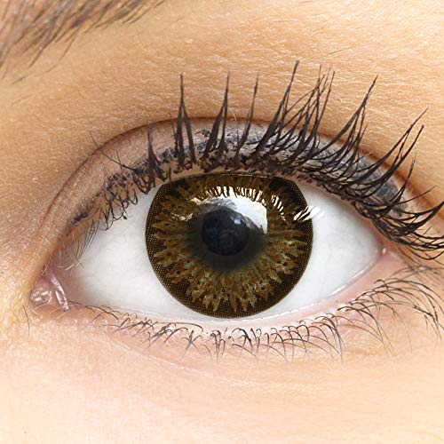 GLAMLENS lentillas de colores marrones Choco + contenedor. 1 par (2 piezas) - 90 Días - Sin Graduación - 0.00 dioptrías - blandos - Lentes de contacto marrón de hidrogel de silicona