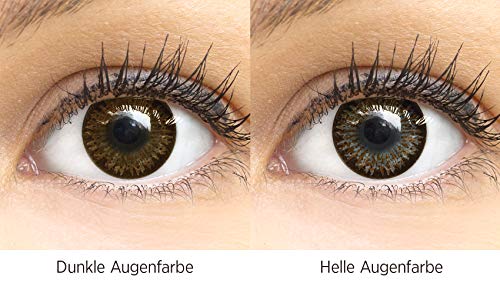 GLAMLENS lentillas de colores marrones Choco + contenedor. 1 par (2 piezas) - 90 Días - Sin Graduación - 0.00 dioptrías - blandos - Lentes de contacto marrón de hidrogel de silicona