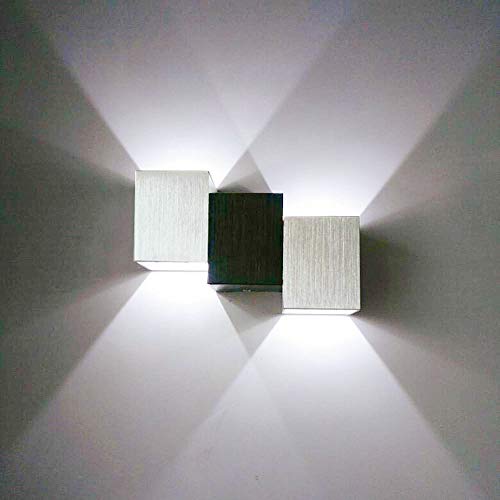 Glighone Apliques de Pared LED 6W Lámpara de Pared Interior Luz Moderna Luz de Puro Aluminio para Decoración del Hogar Dormitorio Pasillo Sala de estar Entrada, Blanco Frío
