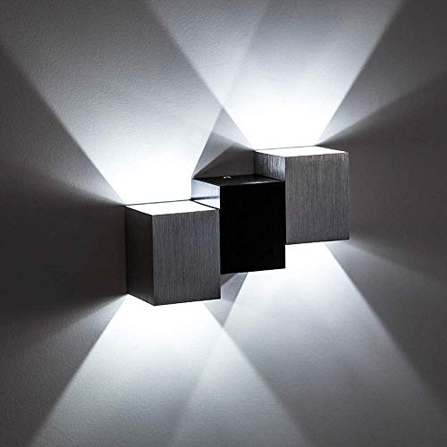 Glighone Apliques de Pared LED 6W Lámpara de Pared Interior Luz Moderna Luz de Puro Aluminio para Decoración del Hogar Dormitorio Pasillo Sala de estar Entrada, Blanco Frío